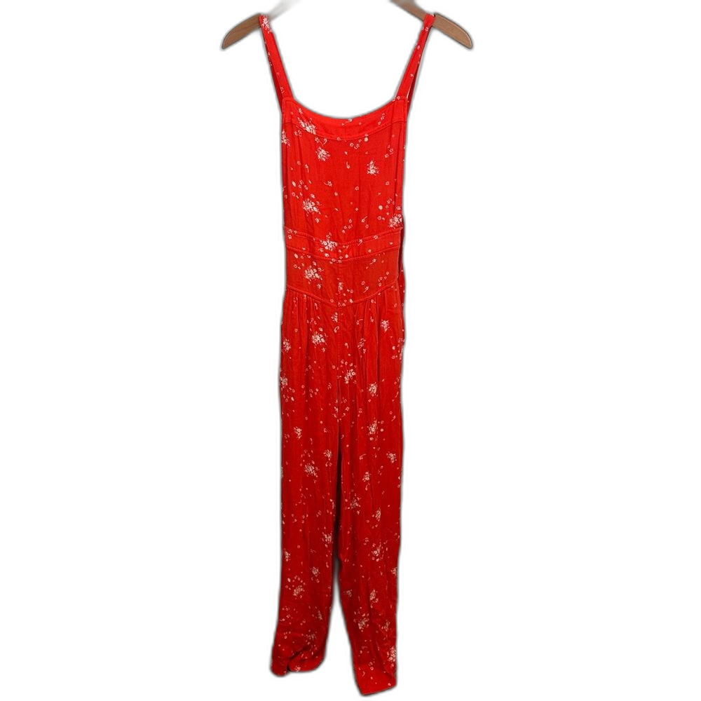 Free People Festive Orange Sweet In The Streets Overalls NWT Size XS Coastal - Picture 5 of 16